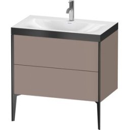 Duravit XViu Table de toilette XV4710OB243P 80x48cm, 2 2000 - out, Match2 trou de coulée, noir mat, Cadres P, basalte mat