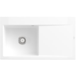 Villeroy und Boch Évier encastrable Villeroy et Boch Subway Style 50 335201R1 gauche, avec garniture de vidage , 900 x 510 mm, commande manuelle, blanc alpin CeramicPlus