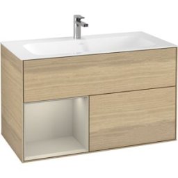 Villeroy und Boch Villeroy et Boch Finion Villeroy et Boch G030HHPC 99,6x59,1cm, éclairage mural, étagère à gauche Sand Matt Lacquer , Oak Veneer