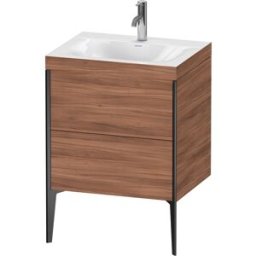 Duravit XViu Table de toilette XV4709OB279C 60x48cm, 2 2000 - out, Match2 trou de coulée, noir mat, Cadres C, noyer naturel