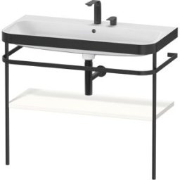 Combinaison lavabo pour meuble Duravit Happy D.2 Plus HP4738E3636 97,5 x 49 cm, 2 trous pour robinetterie, blanc , avec console en métal