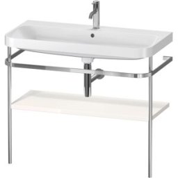 Combinaison lavabo pour meuble Duravit Happy D.2 Plus HP4838O2222 97,5 x 49 cm, 1 trou pour robinet, brillant blanc , avec console en métal