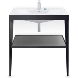 Duravit XViu vasque combinaison XV4715EB240 80 x 48 cm, 2 trous pour robinetterie, noir brillant, avec console en métal, noir mat