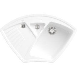 Villeroy und Boch Villeroy et Boch Arena Eck évier d'angle 672901R1 garniture de vidange , fonctionnement manuel, restes de cuve, blanc