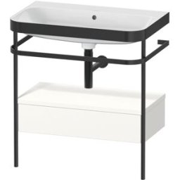 Combinaison lavabo pour meuble Duravit Happy D.2 Plus HP4742N3636 77,5 x 49 cm, sans trou pour robinetterie, blanc , avec console en métal