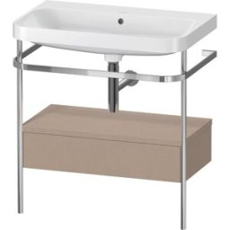 Combinaison lavabo pour meuble Duravit Happy D.2 Plus HP4842N7575 77,5 x 49 cm, sans trou pour robinetterie, lin, avec console en métal