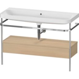 Duravit Happy D.2 Plus combinaison lavabo pour meuble HP4844N71710000 117,5x49cm, avec console en métal, sans trou pour robinetterie, chêne méditerranéen