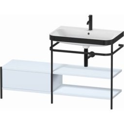 Combinaison lavabo pour meuble Duravit Happy D.2 Plus HP4747O9797 140 x 49 cm, 1 trou pour robinetterie, finition bleu clair satiné, avec console en métal