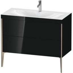 Duravit XViu Table de toilette XV4711OB140C 100x48cm, 2 2000 - out, Match2 trou de coulée, champagne mat, Cadres C, noir brillant