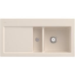 Villeroy und Boch Évier encastrable Villeroy & Boch Subway 60 671201FU à droite, 1000 x 510 mm, avec garniture de vidage et commande manuelle, ivoire