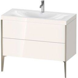 Duravit XViu Table de toilette XV4711OB122C 100x48cm, 2 2000 - out, match3 trou de coulée, champagne mat, Cadres C, blanc haute brillance