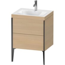 Duravit XViu Table de toilette XV4709OB271C 60x48cm, 2 2000 - out, Match2 trou de coulée, noir mat, Cadres C, le chêne méditerranéen