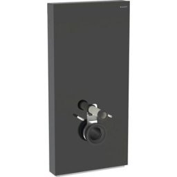 Module de toilettes suspendu Geberit Monolith 131022SJ6 hauteur 101cm, façade en verre noir, côté en aluminium chromé noir