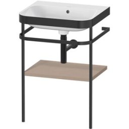 Combinaison lavabo pour meuble Duravit Happy D.2 Plus HP4735N7575 57,5 x 49 cm, sans trou pour robinetterie, lin, avec console en métal