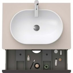 Duravit D-Neo DE496709191 80 x 55 cm, Taupe Mat , suspendu, 2 tiroirs, plaque console 2000