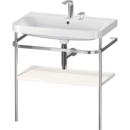 Combinaison lavabo pour meuble Duravit Happy D.2 Plus HP4837E2222 77,5 x 49 cm, 2 trous pour robinetterie, brillant blanc , avec console en métal