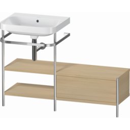 Duravit Happy D.2 Plus combinaison lavabo pour meuble HP4850N7171 120 x 49 cm, sans trou pour robinetterie, chêne méditerranéen, avec console en métal