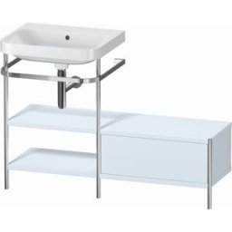 Combinaison lavabo pour meuble Duravit Happy D.2 Plus HP4850N9797 120 x 49 cm, sans trou pour robinetterie, finition satinée bleu clair, avec console en métal