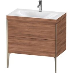 Duravit XViu Table de toilette XV4710OB179C 80x48cm, 2 2000 - out, Match2 trou de coulée, champagne mat, Cadres C, noyer naturel