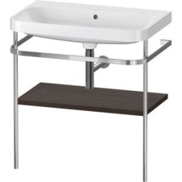 Combinaison lavabo pour meuble Duravit Happy D.2 Plus HP4837N6969 77,5 x 49 cm, sans trou pour robinetterie, noyer brossé, avec console en métal