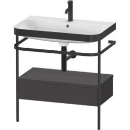 Duravit Happy D.2 Plus combinaison lavabo pour meuble HP4742O8080 77,5 x 49 cm, 1 trou pour robinetterie, graphite super mat, avec console en métal