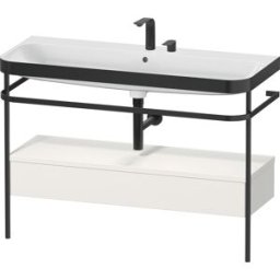 Combinaison lavabo pour meuble Duravit Happy D.2 Plus HP4744E39390000 117,5x49cm, avec console en métal, 2 trous pour robinetterie, nordic blanc