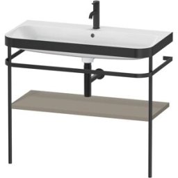 Combinaison lavabo pour meuble Duravit Happy D.2 Plus HP4738O9292 97,5 x 49 cm, 1 trou pour robinetterie, finition gris pierre satiné, avec console en métal