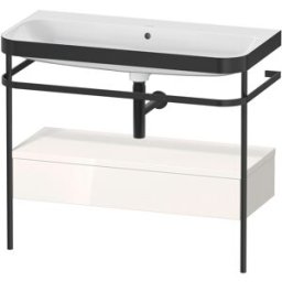 Combinaison lavabo pour meuble Duravit Happy D.2 Plus HP4743N2222 97,5 x 49 cm, sans trou pour robinet, brillant blanc , avec console en métal