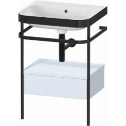 Combinaison lavabo pour meuble Duravit Happy D.2 Plus HP4740N9797 57,5 x 49 cm, sans trou pour robinetterie, finition satinée bleu clair, avec console en métal