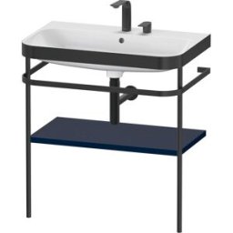 Combinaison lavabo pour meuble Duravit Happy D.2 Plus HP4737E9898 77,5 x 49 cm, 2 trous pour robinetterie, finition satinée bleu nuit, avec console en métal