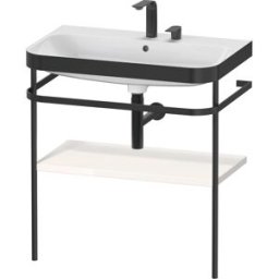 Combinaison lavabo pour meuble Duravit Happy D.2 Plus HP4737E2222 77,5 x 49 cm, 2 trous pour robinet, brillant blanc , avec console en métal