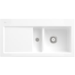 Villeroy und Boch Évier encastrable Villeroy et Boch Subway 60 671201KG à droite, avec garniture de vidage , 1000 x 510 mm, commande manuelle, blanc neige CeramicPlus