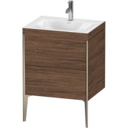 Duravit XViu Table de toilette XV4709OB121C 60x48cm, 2 2000 - out, Match2 trou de coulée, champagne mat, Cadres C, noyer noir