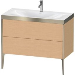 Duravit XViu Table de toilette XV4711OB112P 100x48cm, 2 2000 - out, Match2 trou de coulée, champagne mat, Cadres P, chêne brossé