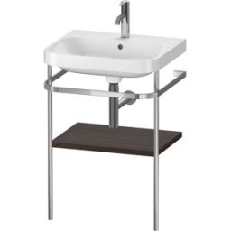 Combinaison lavabo pour meuble Duravit Happy D.2 Plus HP4835O6969 57,5 x 49 cm, 1 trou pour robinetterie, noyer brossé, avec console en métal