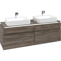 Villeroy und Boch Legato Villeroy et Boch vasque B768L0RK 160x55x50cm, pour 2 Lavabos , avec éclairage LED, Stone Oak