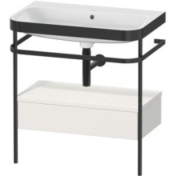 Combinaison lavabo pour meuble Duravit Happy D.2 Plus HP4742N3939 77,5 x 49 cm, sans trou pour robinetterie, blanc , avec console en métal