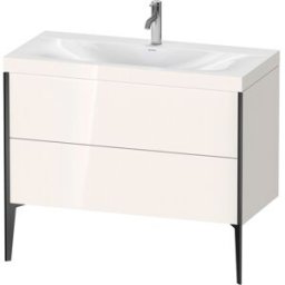Duravit XViu Table de toilette XV4711OB222C 100x48cm, 2 2000 - out, match3 trou de coulée, noir mat, Cadres C, blanc haute brillance