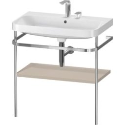 Combinaison lavabo pour meuble Duravit Happy D.2 Plus HP4837E6060 77,5 x 49 cm, 2 trous pour robinetterie, finition taupe satinée, avec console en métal