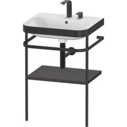 Duravit Happy D.2 Plus combinaison lavabo pour meuble HP4735E8080 57,5 x 49 cm, 2 trous pour robinetterie, graphite super mat, avec console en métal