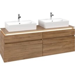 Villeroy und Boch Legato Villeroy et Boch vasque B677L0RH 160x55x50cm, pour 2 Lavabos , avec éclairage LED, Kansas Oak