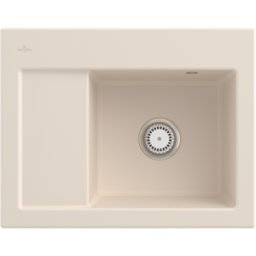 Villeroy und Boch Évier encastrable compact Villeroy et Boch Subway 45 331301FU à droite, avec garniture de vidage , 650 x 510 mm, commande manuelle, CeramicPlus ivoire