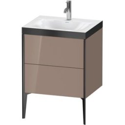 Duravit XViu Table de toilette XV4709OB286P 60x48cm, 2 2000 - out, Match2 trou de coulée, noir mat, Cadres P, cappucino haute brillance
