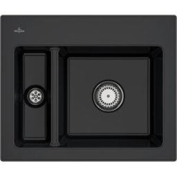 Villeroy und Boch Évier encastrable Villeroy et Boch Subway 60 XM 678001S5 avec garniture de vidage , 620 x 510 mm, commande manuelle, ébène CeramicPlus