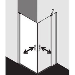 Kermi Pega demi-entrée d'angle porte battante PE1EL07818VNK 78x185cm, verre de sécurité trempé brillant argenté SR Arena C, gauche, sur la zone de douche