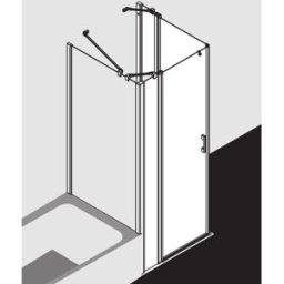 Kermi demi-porte d'entrée d' Liga avec panneau fixe LIEPL080181PK 80x185cm, argent mat brillant, verre de sécurité trempé clair, gauche, sur receveur de douche
