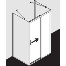 Kermi porte Pega 2 pcs. sans sol avec champ fixe PED2R11020VPK 110x200cm, argent brillant, verre de sécurité trempé clair, à droite, sur receveur de douche