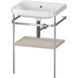Combinaison lavabo pour meuble Duravit Happy D.2 Plus HP4835N6060 57,5 x 49 cm, sans trou pour robinetterie, finition taupe satinée, avec console en métal