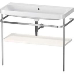 Combinaison lavabo pour meuble Duravit Happy D.2 Plus HP4838N2222 97,5 x 49 cm, sans trou pour robinet, brillant blanc , avec console en métal