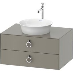 Duravit White Tulip meuble sous-vasque WT499009292 80 x 55 cm, Steingrau Seidenmatt , suspendu, 2 tiroirs avec poignée, plaque console 2000